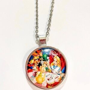 Alice In Wonderland Silver Pendant Necklace